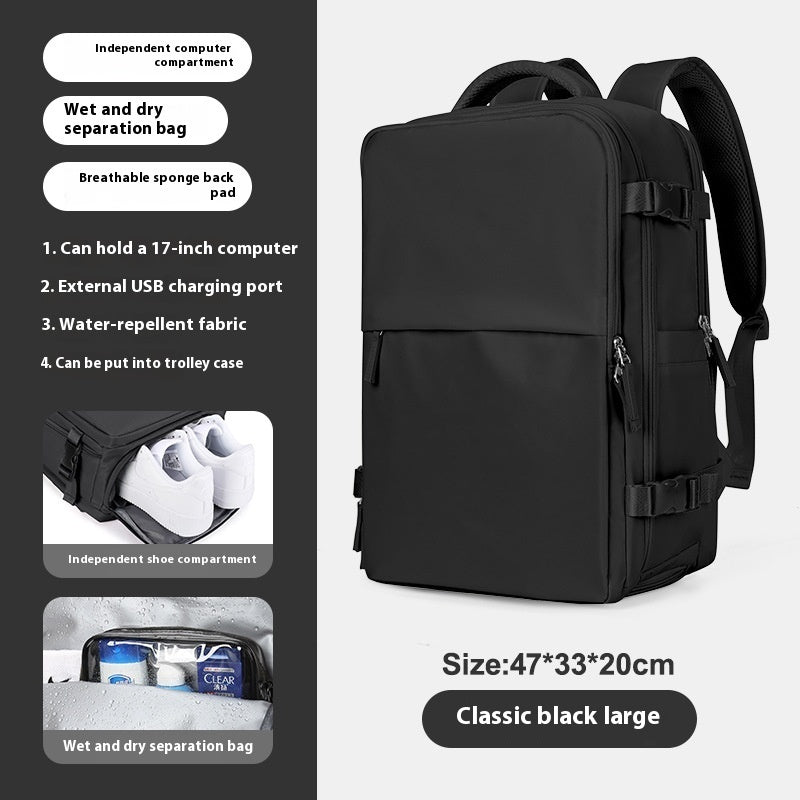 Backpack Women's Large Capacity Travel Men's Business Trip Can Be Expanded