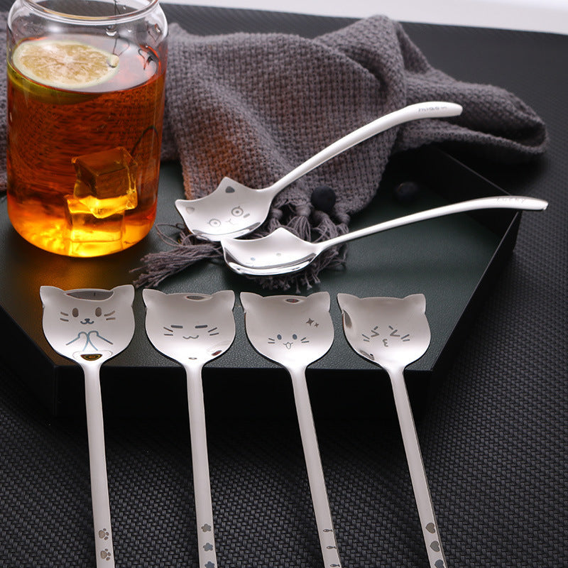 Japanese and Korean Long-tailed Cat Curly-tailed Cat Coffee Spoon