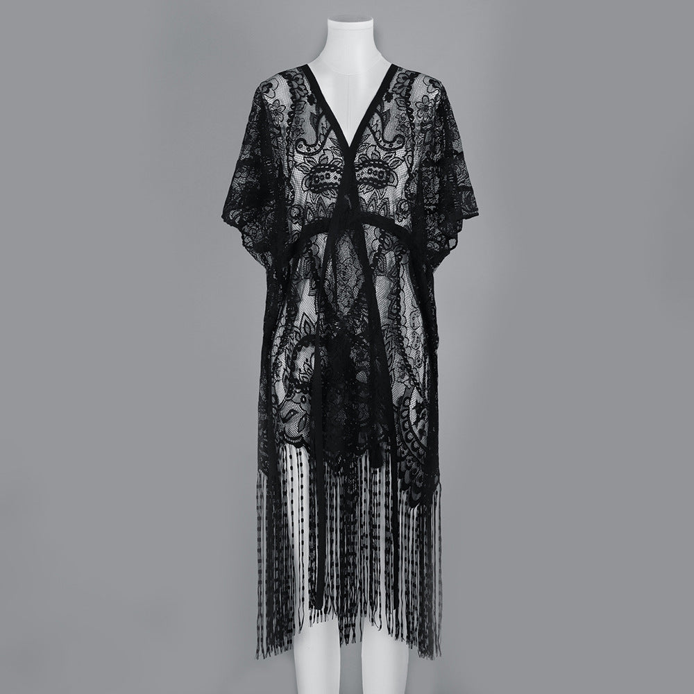 Self-tie Lace Cashew Sunscreen Shawl For Women