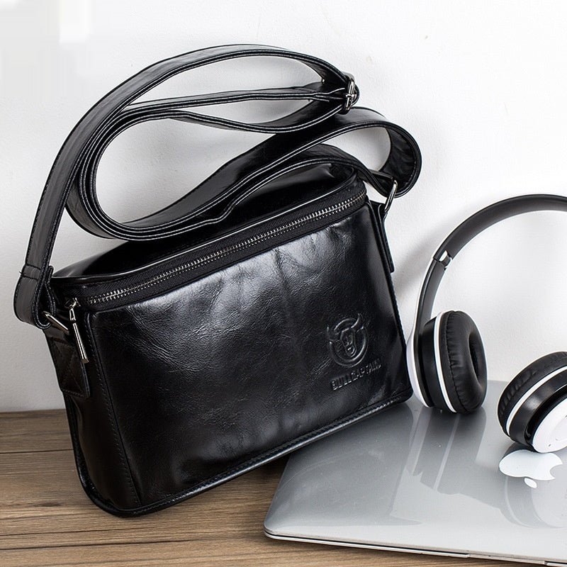 Leather Shoulder Men's Leather Horizontal Small Square Bag