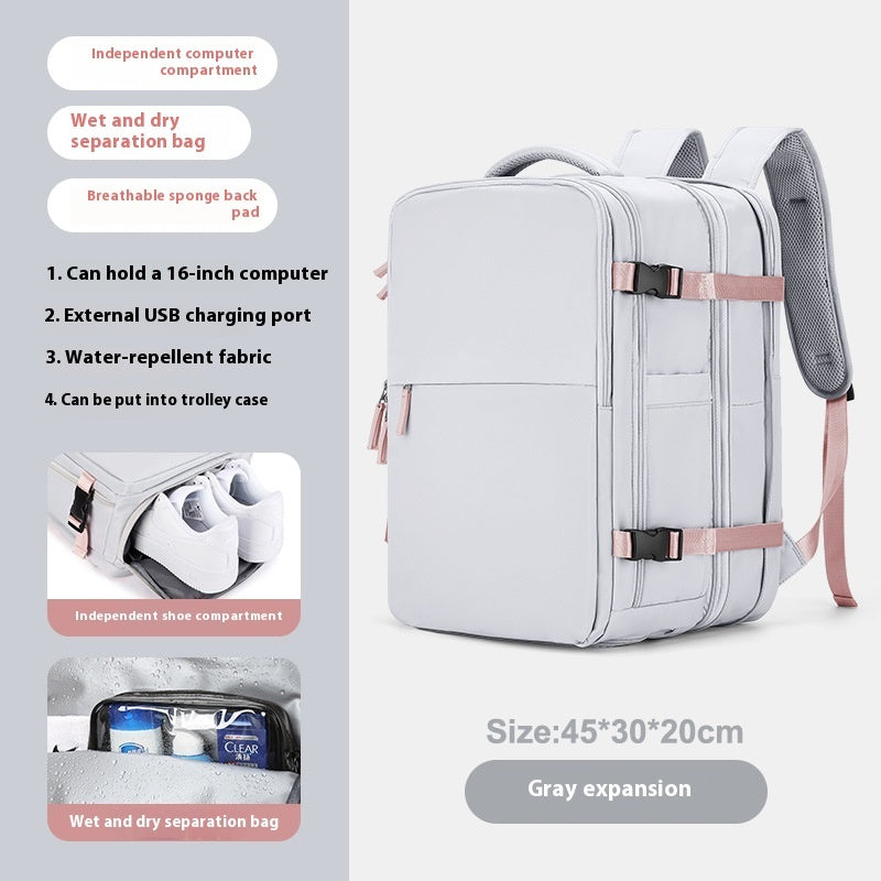 Backpack Women's Large Capacity Travel Men's Business Trip Can Be Expanded