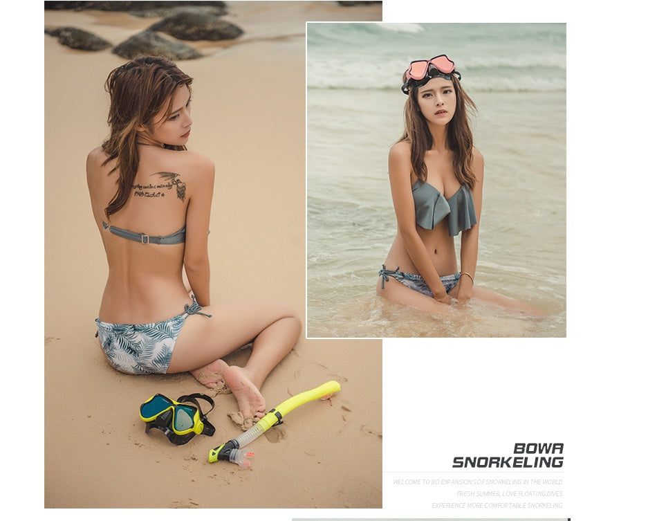 Snorkeling Sambo Set Full Dry Snorkel Large Frame Anti-fog Myopia Goggles Swimming Equipment Mask