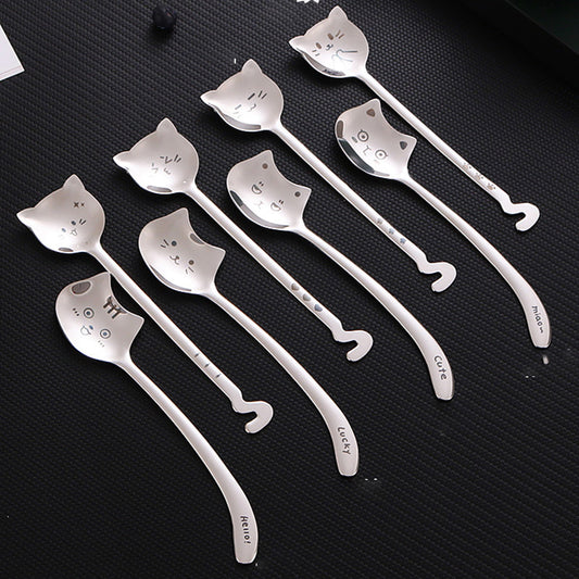 Japanese and Korean Long-tailed Cat Curly-tailed Cat Coffee Spoon
