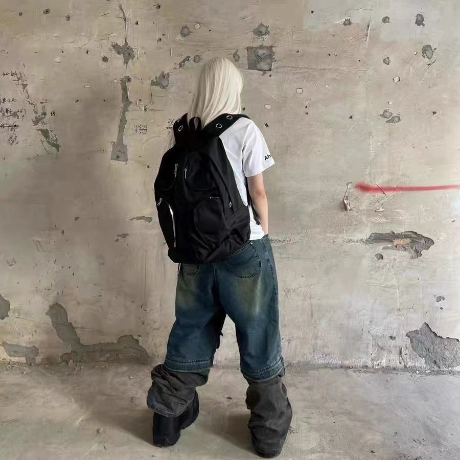 Nylon Multi-pocket Black Tactical Large Capacity Backpack