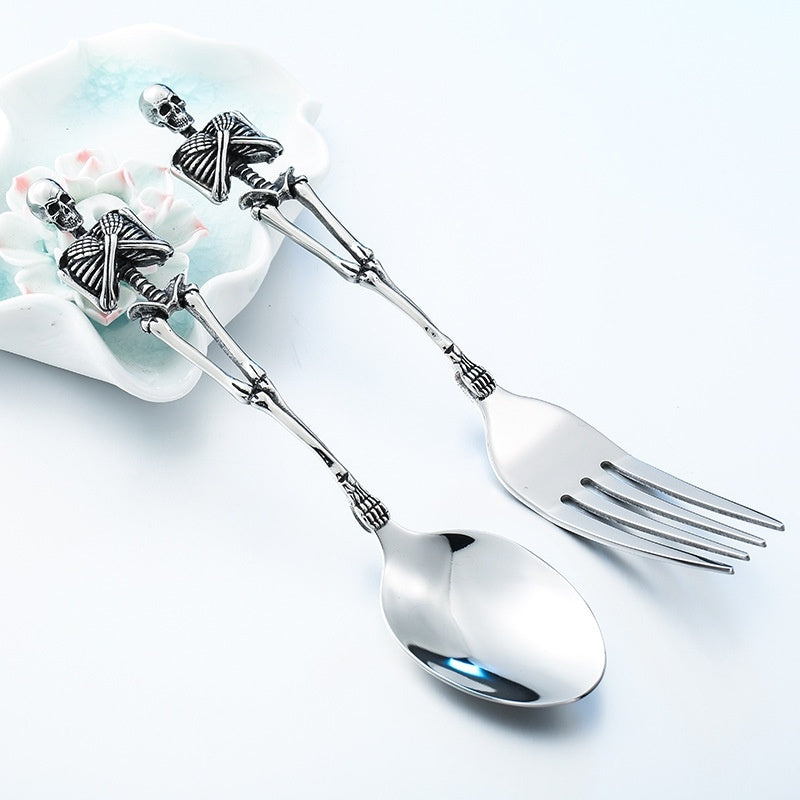 Stainless steel fork and spoon