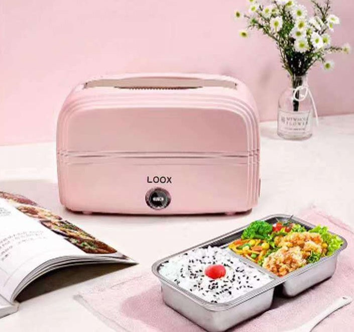 Portable double deck electric heating lunch box