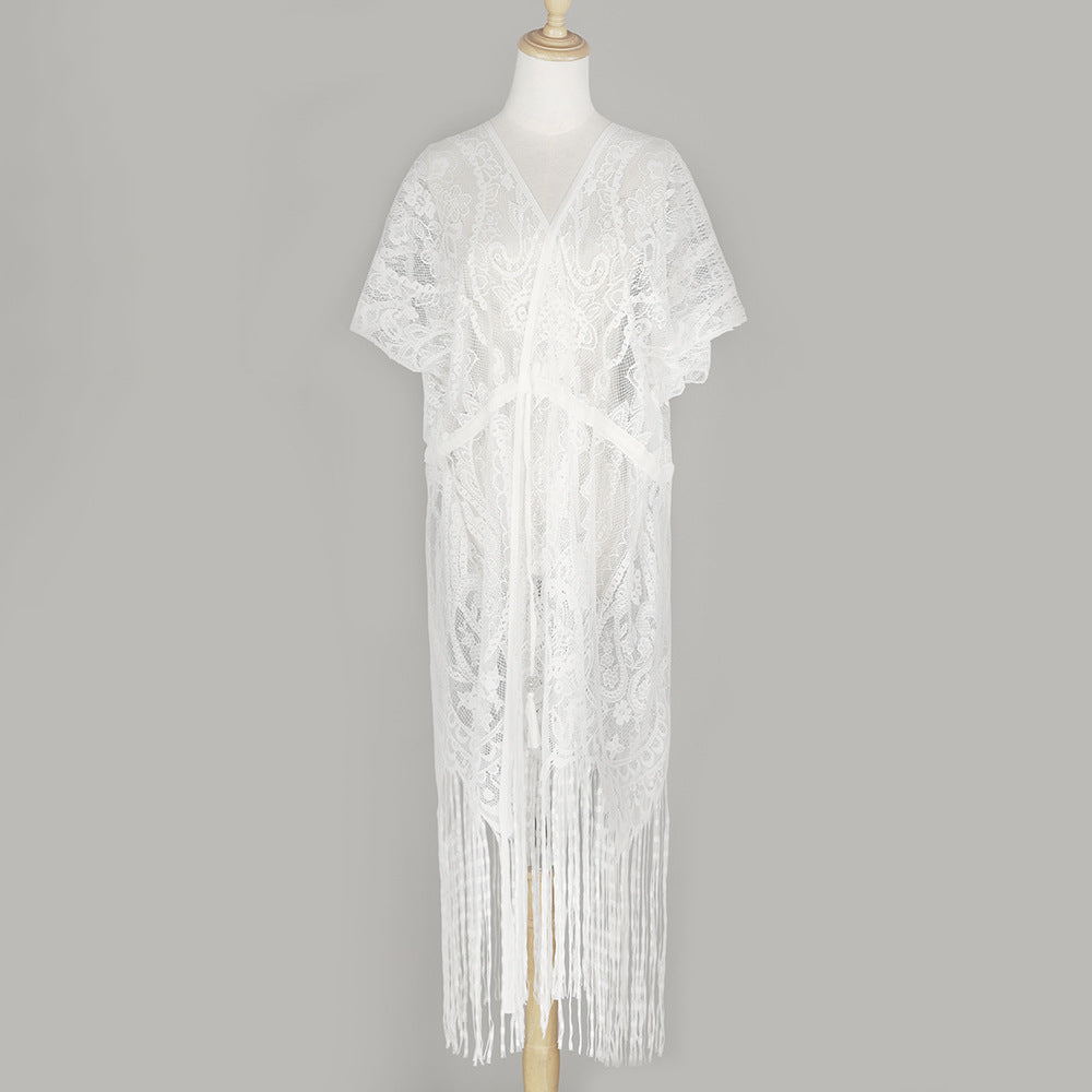 Self-tie Lace Cashew Sunscreen Shawl For Women