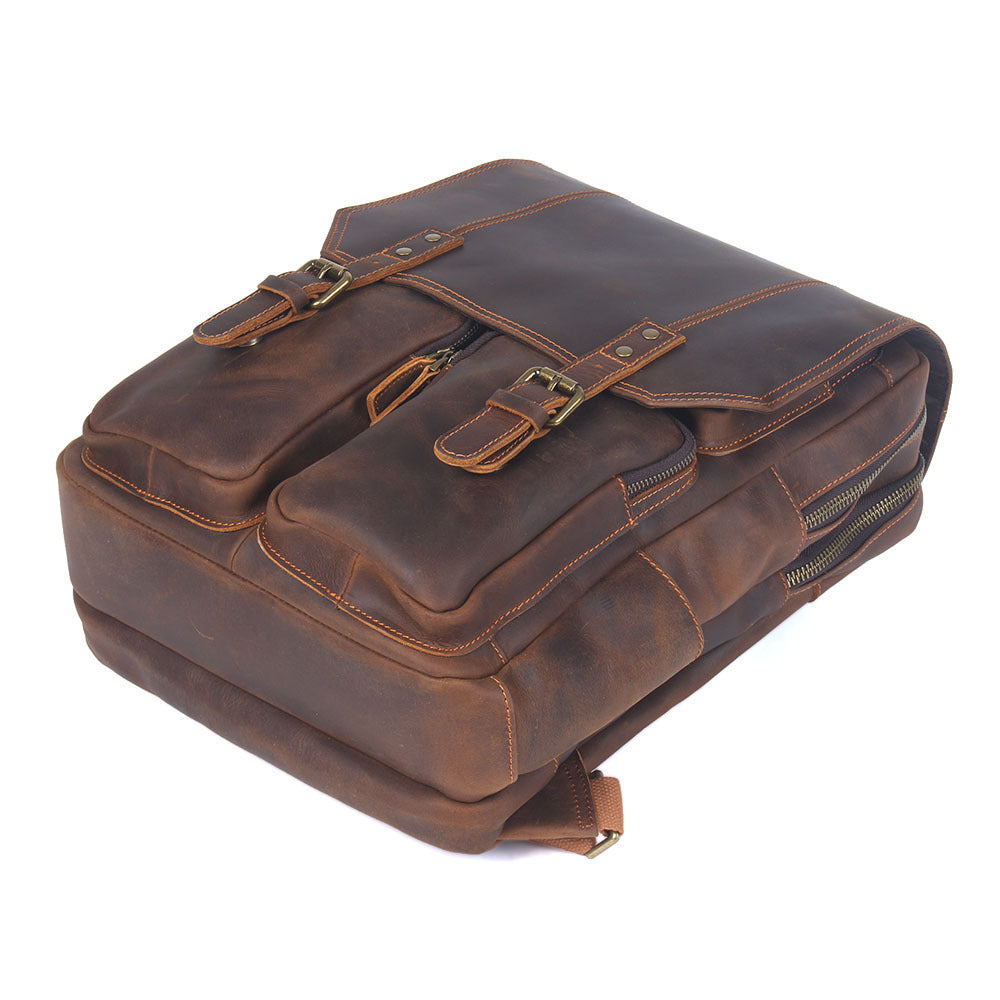 Vintage Large Capacity Crazy Horse Leather Backpack