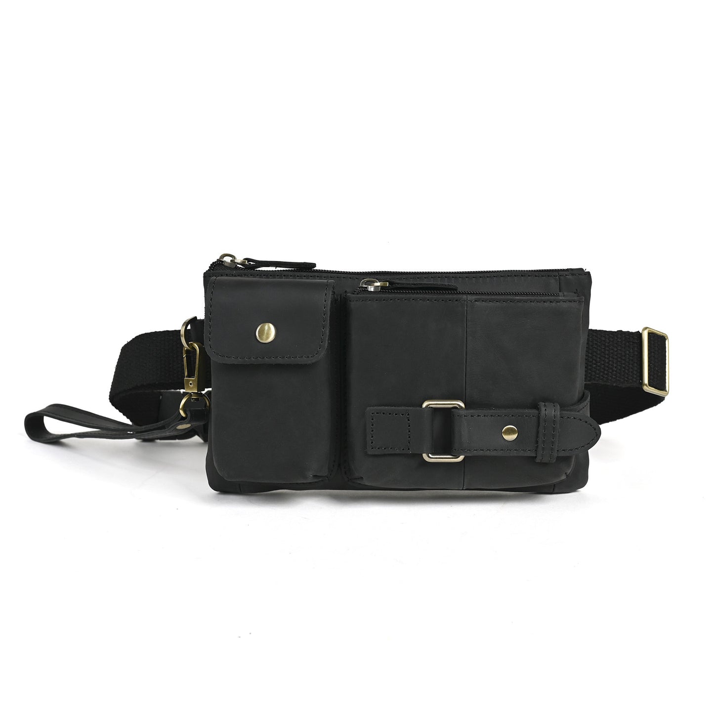 Vegetable Tanned Leather Cowhide Men's Trendy Cool Travel Chest Bag Waist