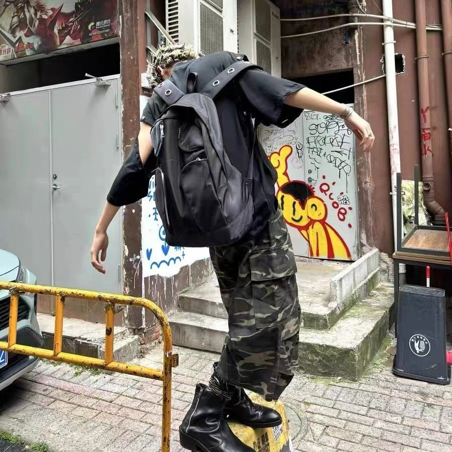 Nylon Multi-pocket Black Tactical Large Capacity Backpack