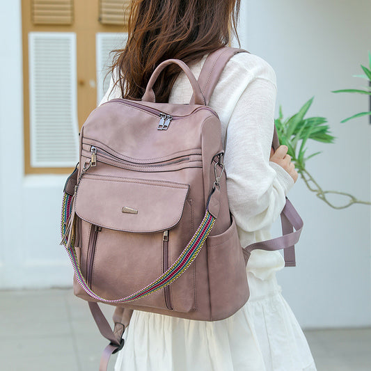 PU Retro Lady's Bags Large Capacity Women's Backpack